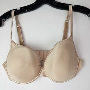 Wonderbra 34D Beige Push Up Underwire Bra Adjustable Plunge Padded Lingerie 7470